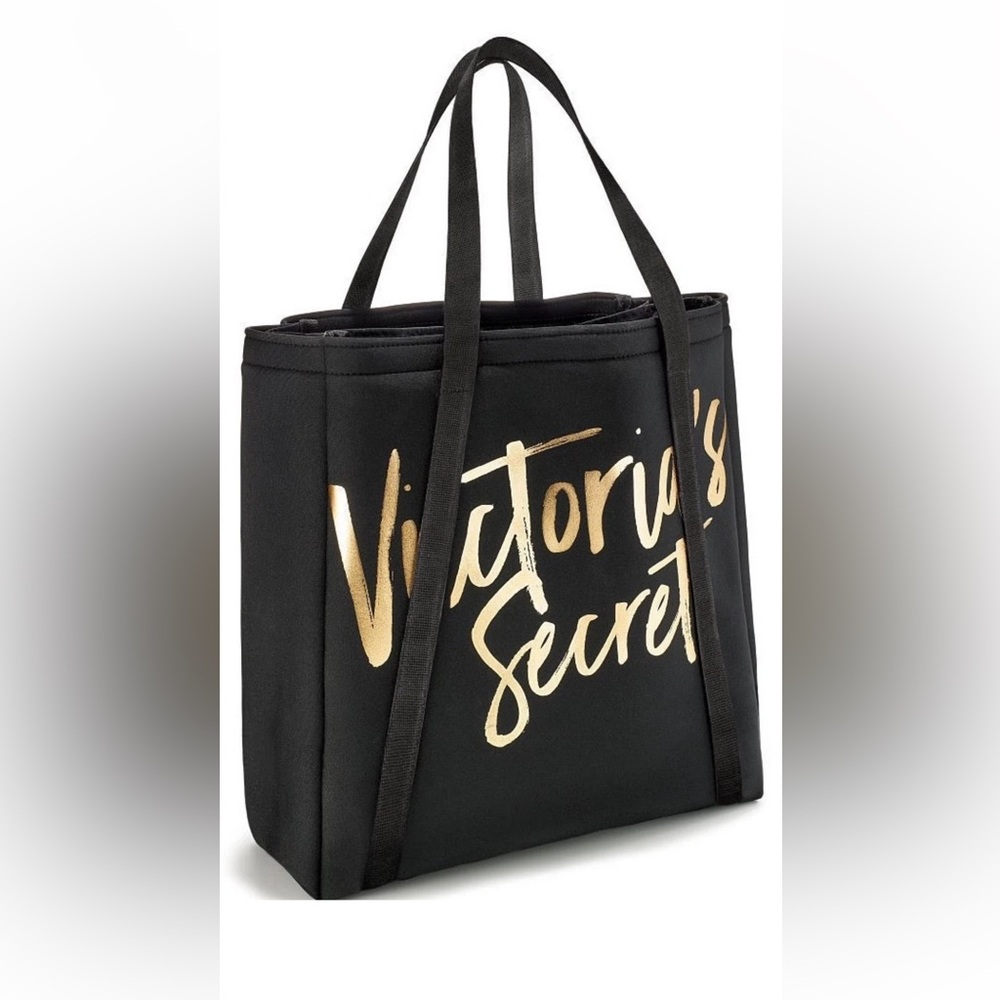 Victoria's Secret Black Cooler Tote with Gold Script
